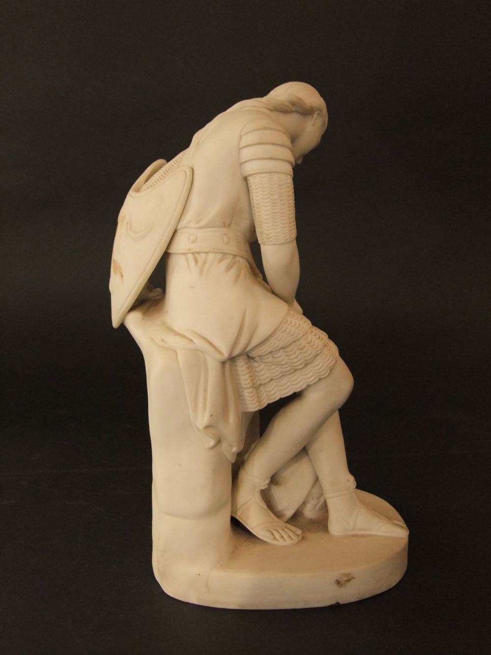 A mid-19th century Parian figure of Joan of Arc seated and wearing her armour, with impressed mark - Image 5 of 7