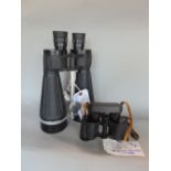 Two pairs or binoculars - Helios 20 x 80 with tripod mount and a Russian 8 x 30 with fitted eye