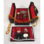 Collection of costume and silver jewellery, silver items to include a bangle set with blue spinel, a