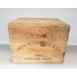 Twelve bottles of Smith Woodhouse & Co 1991 vintage port in an unopened wooden crate