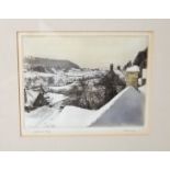Harold Sayer (20th century British) - Snowbound Village, signed coloured limited edition etching, 20