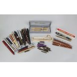 A collection of vintage ballpoint fountain pens and pencils to include Parker, Schaeffer, etc