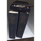 A compact edition of The Oxford English Dictionary in two volumes with magnifying glass published