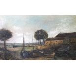 Early 20th century oil on canvas study of sailing boats on an estuary setting, signed Galatein, 33 x