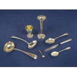 Mixed quantity of silver to include a pair of silver ladles, further silver dessert spoon, silver