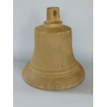 Antique gilt bronze school bell, 28cm high