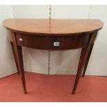 A Georgian mahogany D end side table, raised on four square tapered legs, with floral marquetry