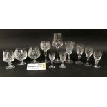 A large collection containing mainly sets of drinking glasses to include brandy, sherry, wine,