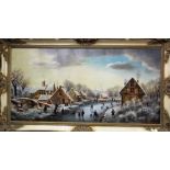 Duranfaine (20th century continental school) - 17th century style winter scene with figures