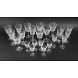 A collection of Waterford glasses to include six claret, five white wine, six sherry and six