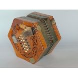 19th century concertina with plaque inscribed 'C Wheatstone, Inventor, 20 Conduit Street, Regents