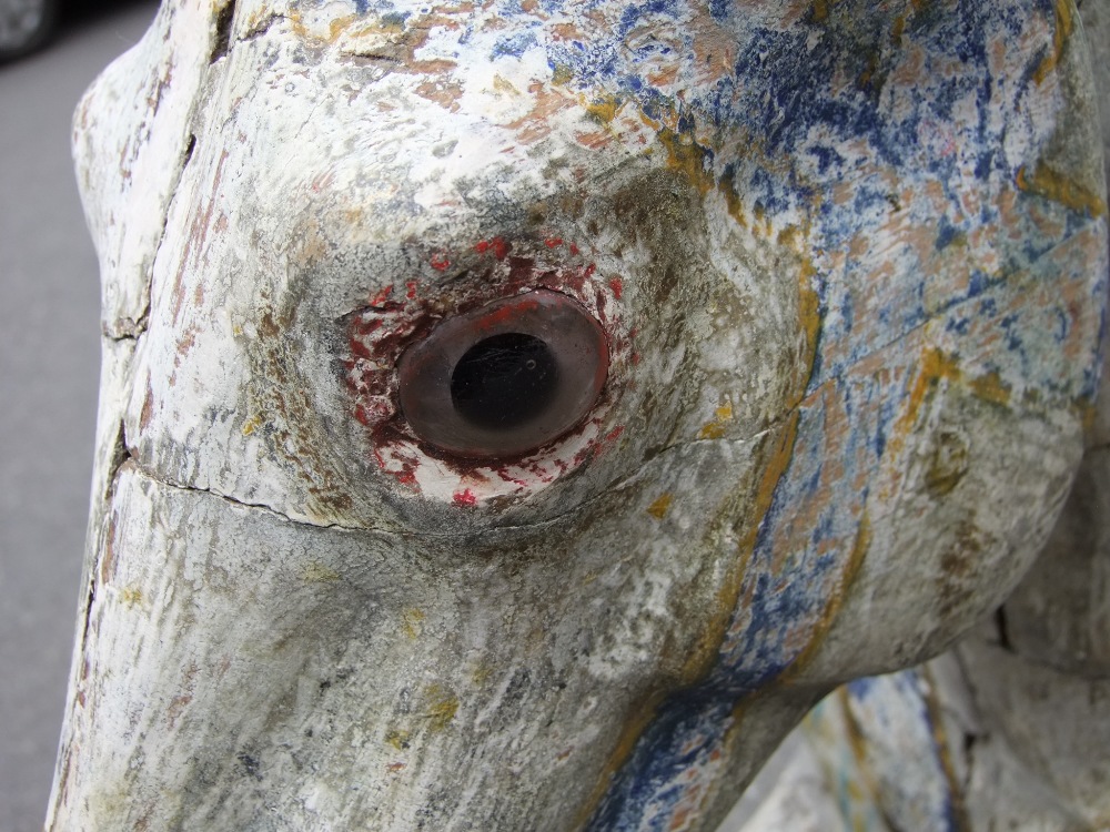 Early English (circa 1860) fairground carousel horse, the jointed wooden body with carved detail - Image 6 of 8