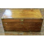 A camphor wood box with hinged lid and brass fittings