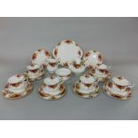A collection of Royal Albert Old Country Roses pattern teawares comprising teapot, cake plate,