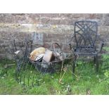 A vintage oval two handled galvanised tin bath with painted finish, cast iron and enamel jam pan,