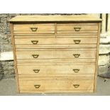 A late Victorian stripped ashwood bedroom chest of two short drawers over four long graduated