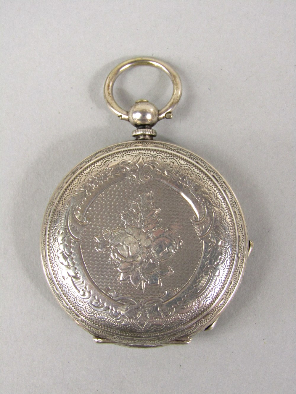 Continental probably Swiss silver lever pocket watch/fob watch, the silver dial with pierced chapter - Image 2 of 2