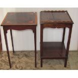 An Edwardian mahogany and satin banded occasional table of square cut form raised on tapering