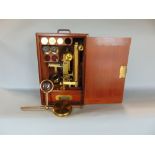 A good quality Charles Baker of 244 High Holborn, London binocular microscope in lacquered brass,