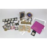 A box of interesting items to include two silver frames, silver pepper, brass military button