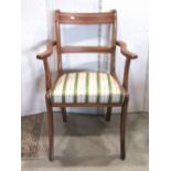 Eight (7+1) reproduction Regency style bar back dining chairs with drop in upholstered seats and