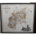 A 19th century map of Gloucestershire by C & J Greenwood dated 1831, 62 x 70cm approx, together with