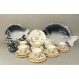 A collection of Royal Doulton The Coppice pattern teawares comprising cake plate, milk jug, sugar