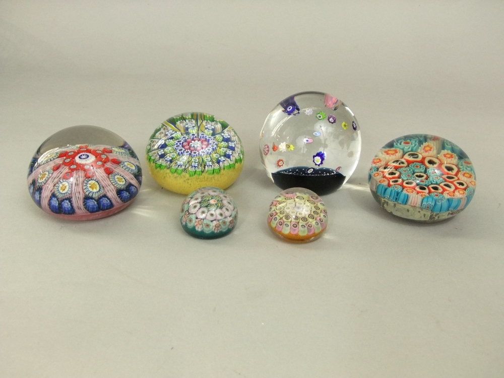 A collection of six Millefiori glass paperweights with various cane work decoration (6) - Image 2 of 2
