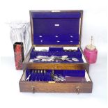 1940s oak canteen containing a collection of various silver plated and white metal flatware