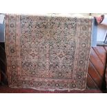 Antique Persian flat weave rug, with geometric decoration upon a navy blue ground, 200 x 120cm