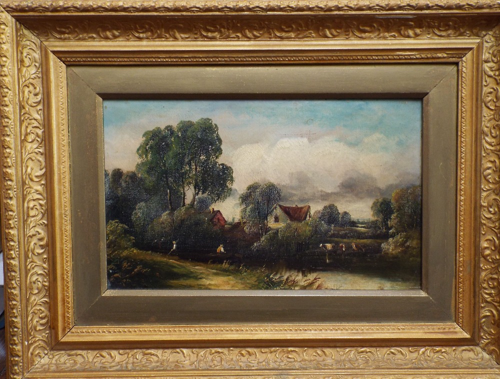 19th century British school - a pair of landscape studies including a shepherd and his flock, cattle - Image 3 of 4