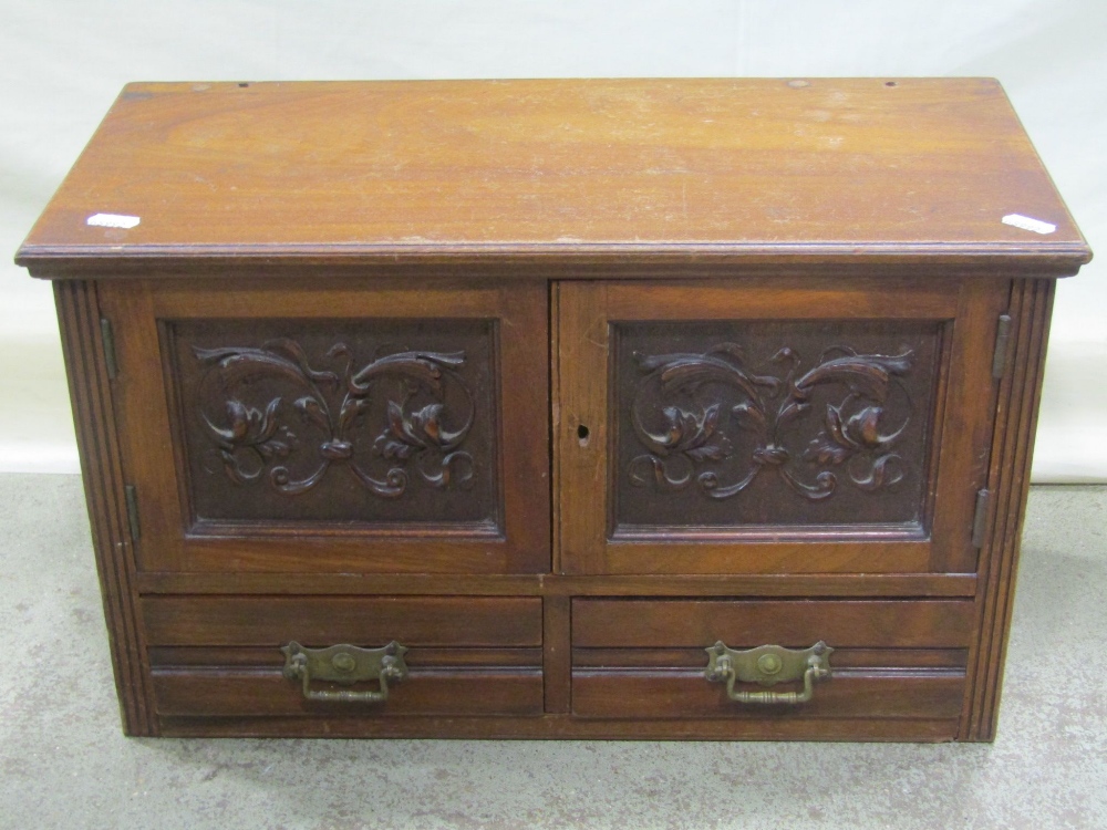 An Edwardian stained oak dresser, the base enclosed by a pair of rectangular moulded panelled - Image 2 of 2