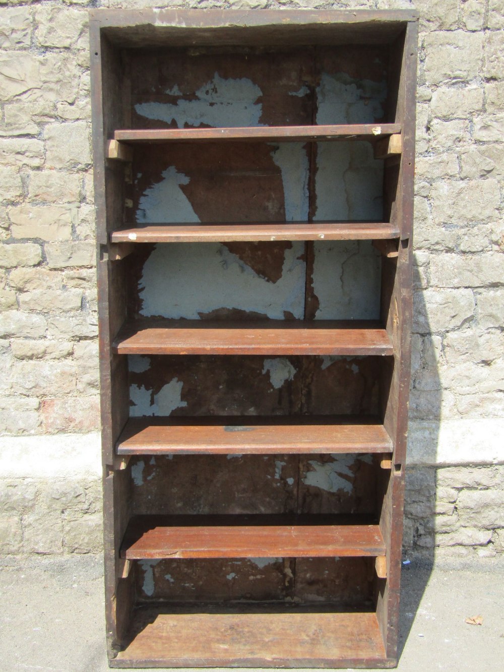 A rustic hardwood floorstanding open bookcase with loose shelves, a Georgian mahogany Pembroke - Image 4 of 4