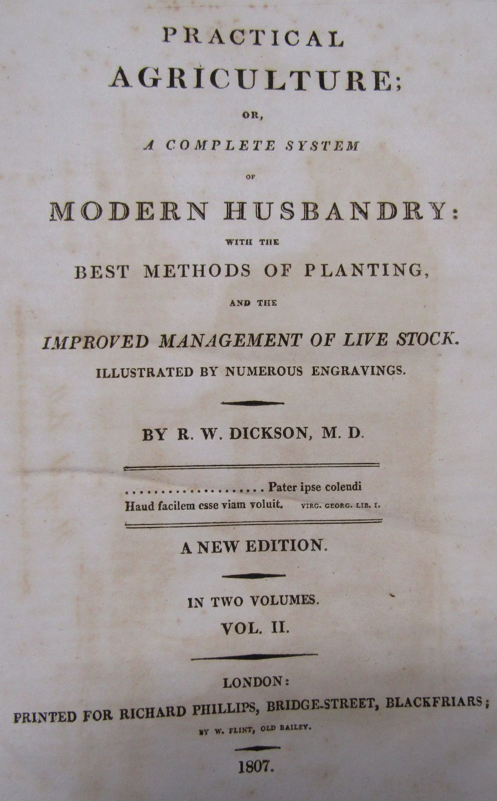 DICKSON Richard Watson - Practical Agriculture or A Complete System of Modern Husbandry 1807, two - Image 5 of 10