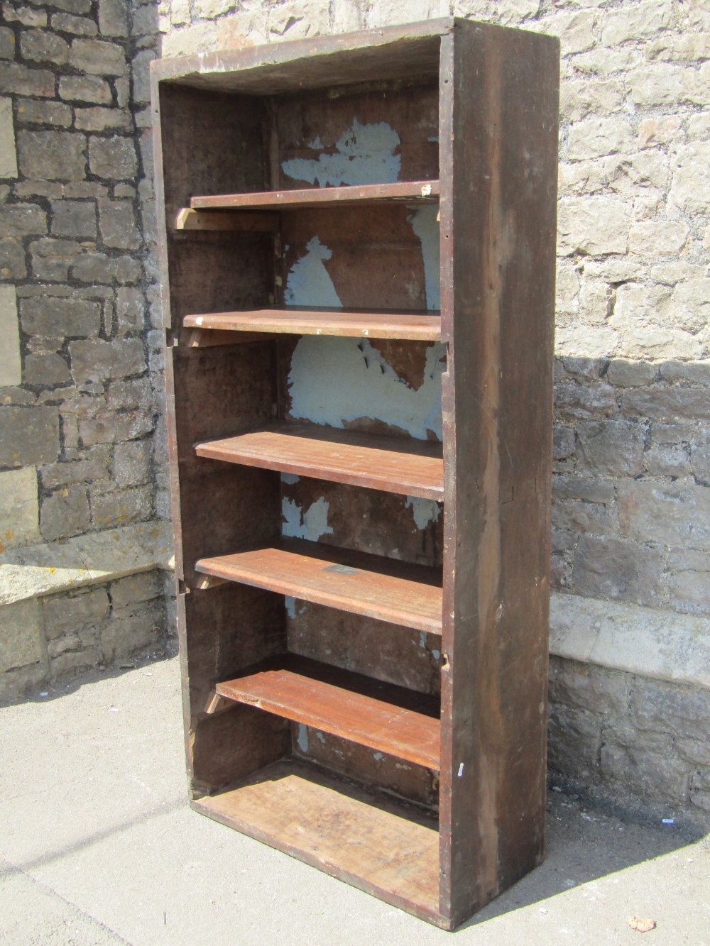 A rustic hardwood floorstanding open bookcase with loose shelves, a Georgian mahogany Pembroke - Image 3 of 4