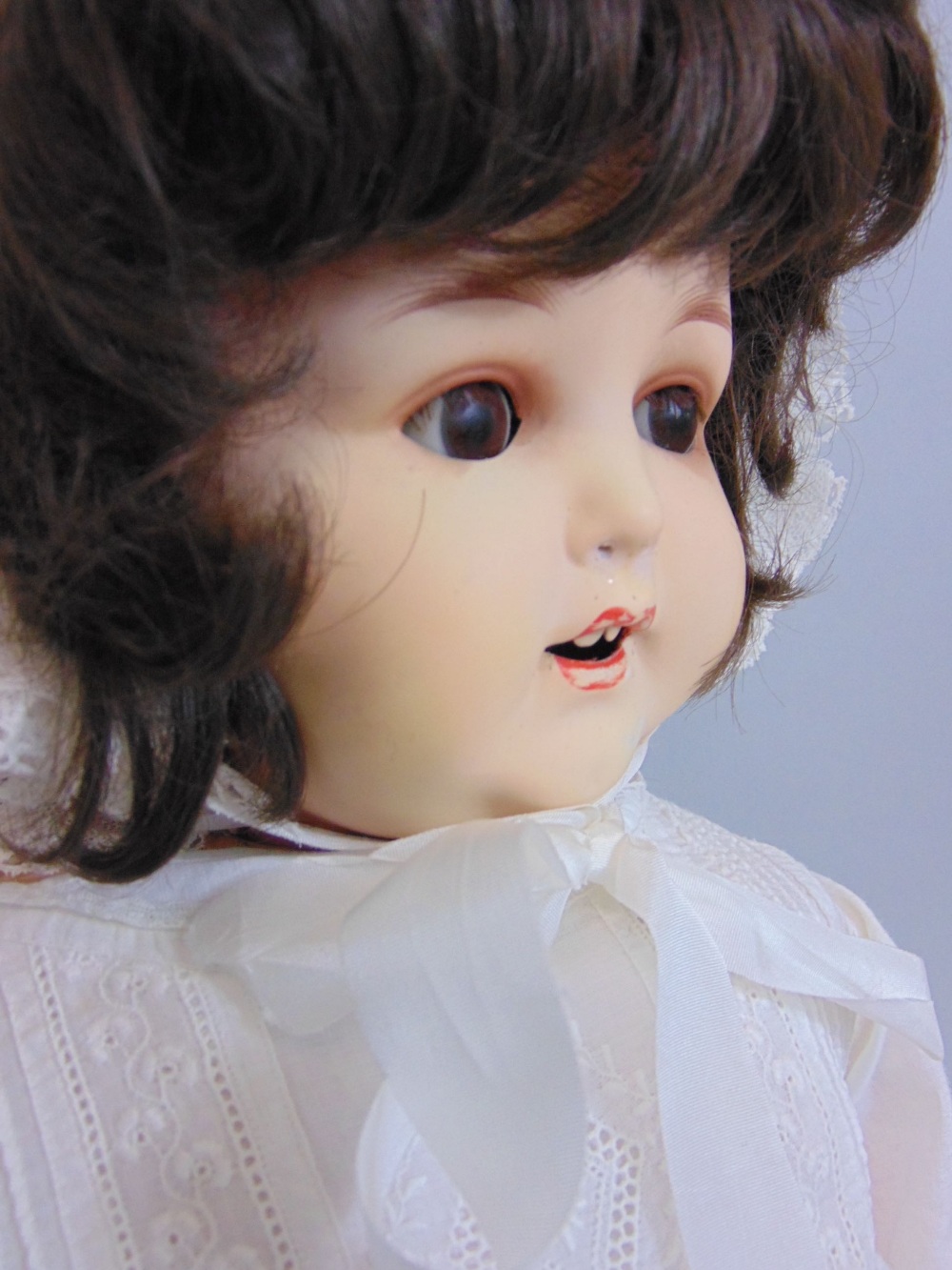 An Armand Marseille bisque head doll mould number 996/10 closing eyes, open mouth in a Victorian - Image 3 of 7