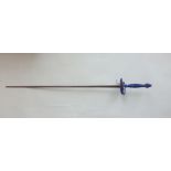 19th century French court sword, inset blue glass handle and steel blade