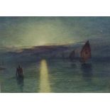 John Wharlton Bunney (British 1828-1882) - Venetian lagoon scene with sailing boats, watercolour