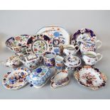 A collection of 19th century Mason's Ironstone china including a sauce tureen and cover, a hot water