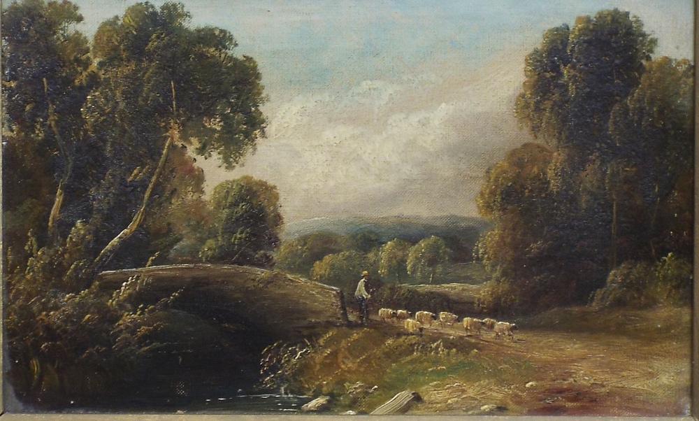 19th century British school - a pair of landscape studies including a shepherd and his flock, cattle