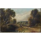 19th century British school - a pair of landscape studies including a shepherd and his flock, cattle