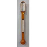 A good 19th century golden oak stick mercury barometer/thermometer, by G Cartwright & Son or