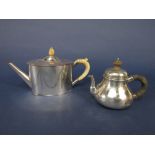 Interesting early continental bachelor baluster tea pot, 12cm high, 7oz approx, together with a