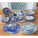 An early 19th century Masons Ironstone blue and white printed tureen and cover of hexagonal form