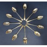 Set of eleven 1930s silver teaspoons, maker CS & S, Sheffield 1935, 5.5oz approx