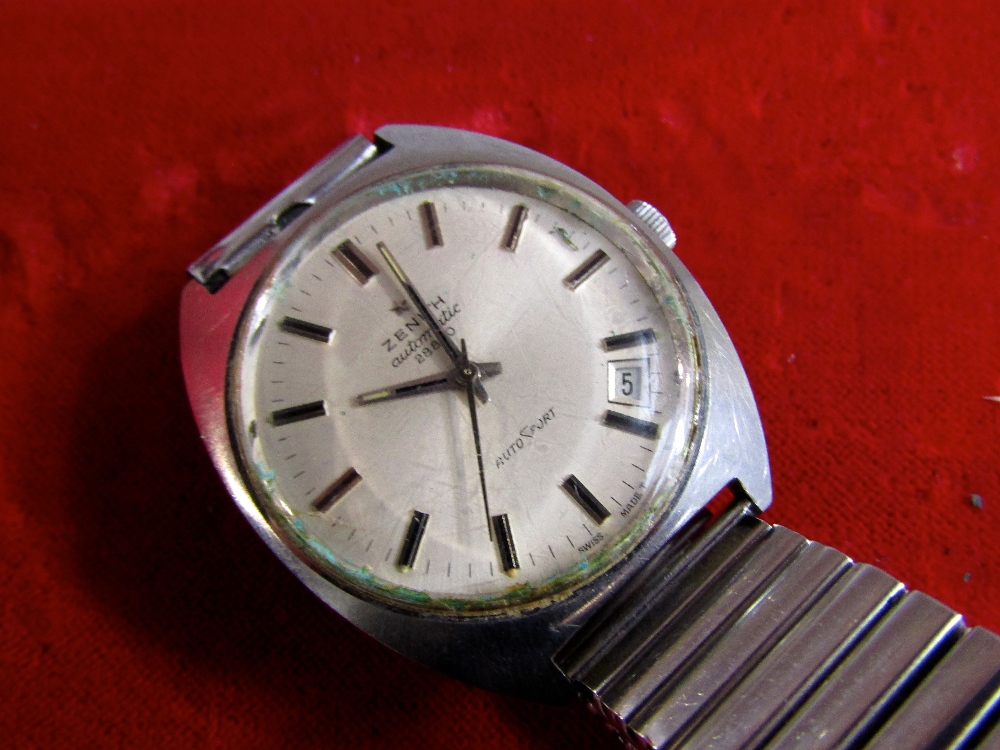 Vintage Zenith automatic 28800 Auto Sport stainless steel gentleman's wristwatch, the white dial - Image 2 of 2