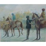 Phillip Sanders (British B 1938) - Two watercolour and pencil studies of race horses and jockeys,