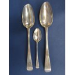 Pair of George III silver bright cut tablespoons, maker Stephen Adams, London 1791 with a further