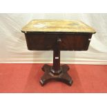 A simple Regency mahogany side table raised on an octagonal pillar and platform base, the top with