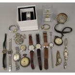 A box containing a collection of various vintage watches and time pieces to include Tissot Seastar